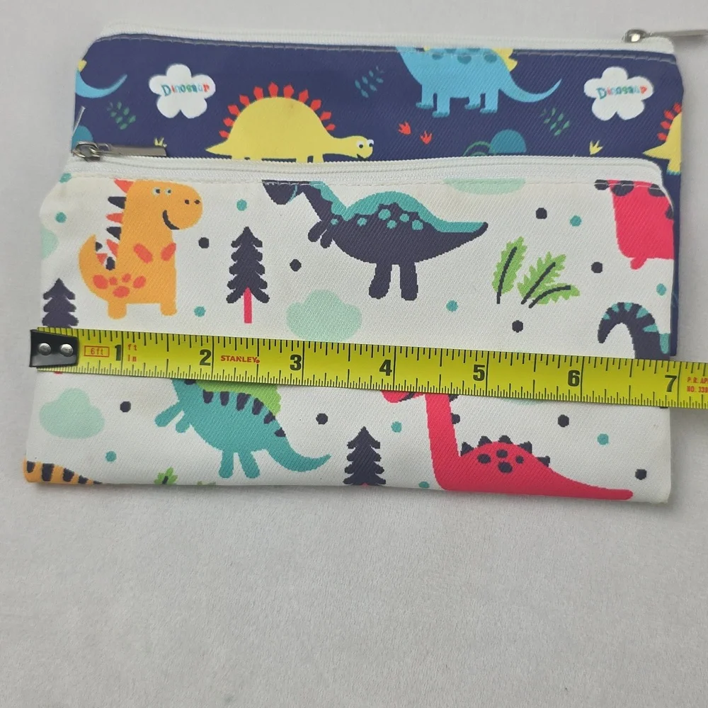 Set Of 4 Reusable Dinosaur and Avocado Print Kids Snack Bags School Lunches
